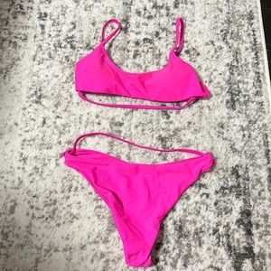 Cut out strappy neon pink hot pink bikini